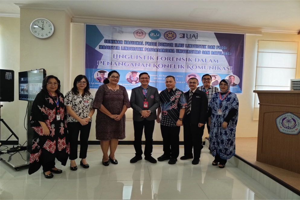 Kaprodi Magister Linguistik Terapan FIB UAI jadi Narasumber Seminar Nasional Linguistik Forensik di Universitas Sam Ratulangi Manado 